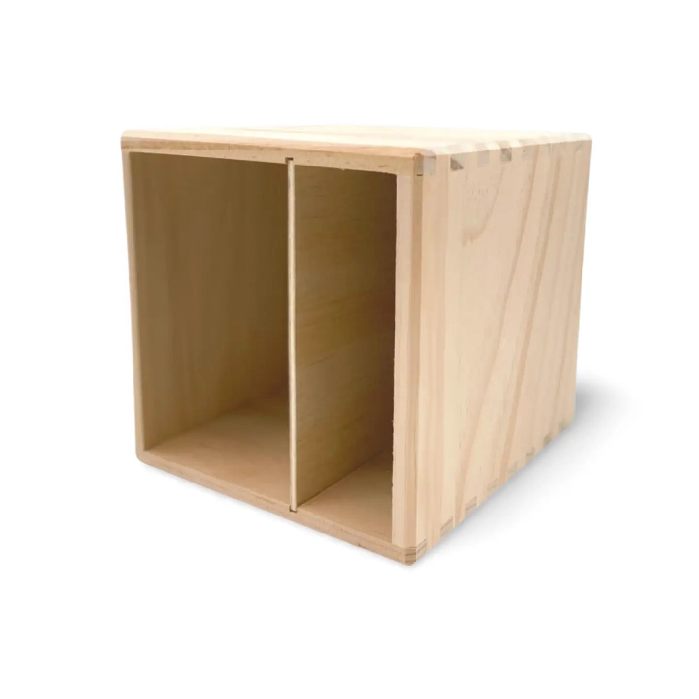 Leichte holz besteckbox mit vertikalem teiler und zwei fächern ideal für küche gastro und deko
