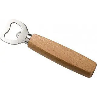 Bieröffner mit holzgriff aus silber mit hellem braunem holzgriff ideal zum gravieren und verschenken