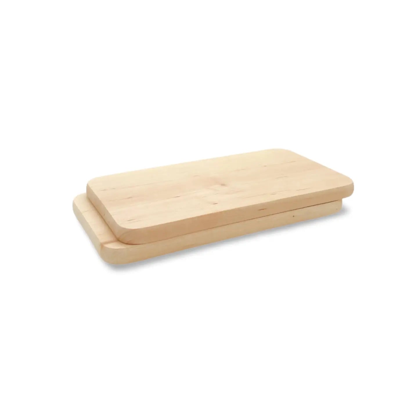 Frühstücksbrett aus hell holz mit glatter natürlicher oberfläche und abgerundeten kanten ideal zum gravieren