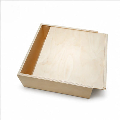 Genussbox aus Holz mit Schiebedeckel – ideal zum Befüllen & Gravieren – 24 x 24 x 9 cm