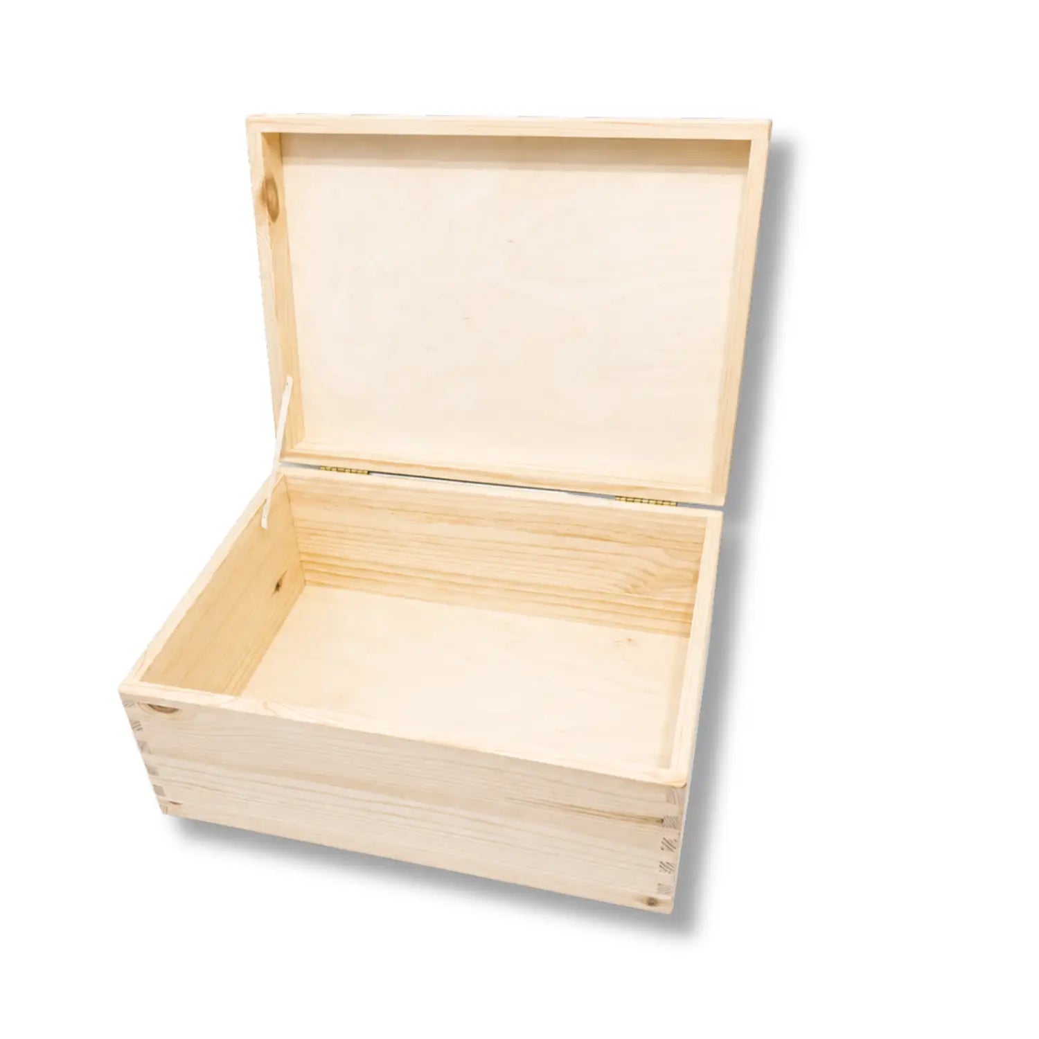 Holz allzweckbox a4 mit scharnierdeckel aus hellfarbenem holz mit sichtbarer holzmaserung ca 33 × 24 × 15 cm