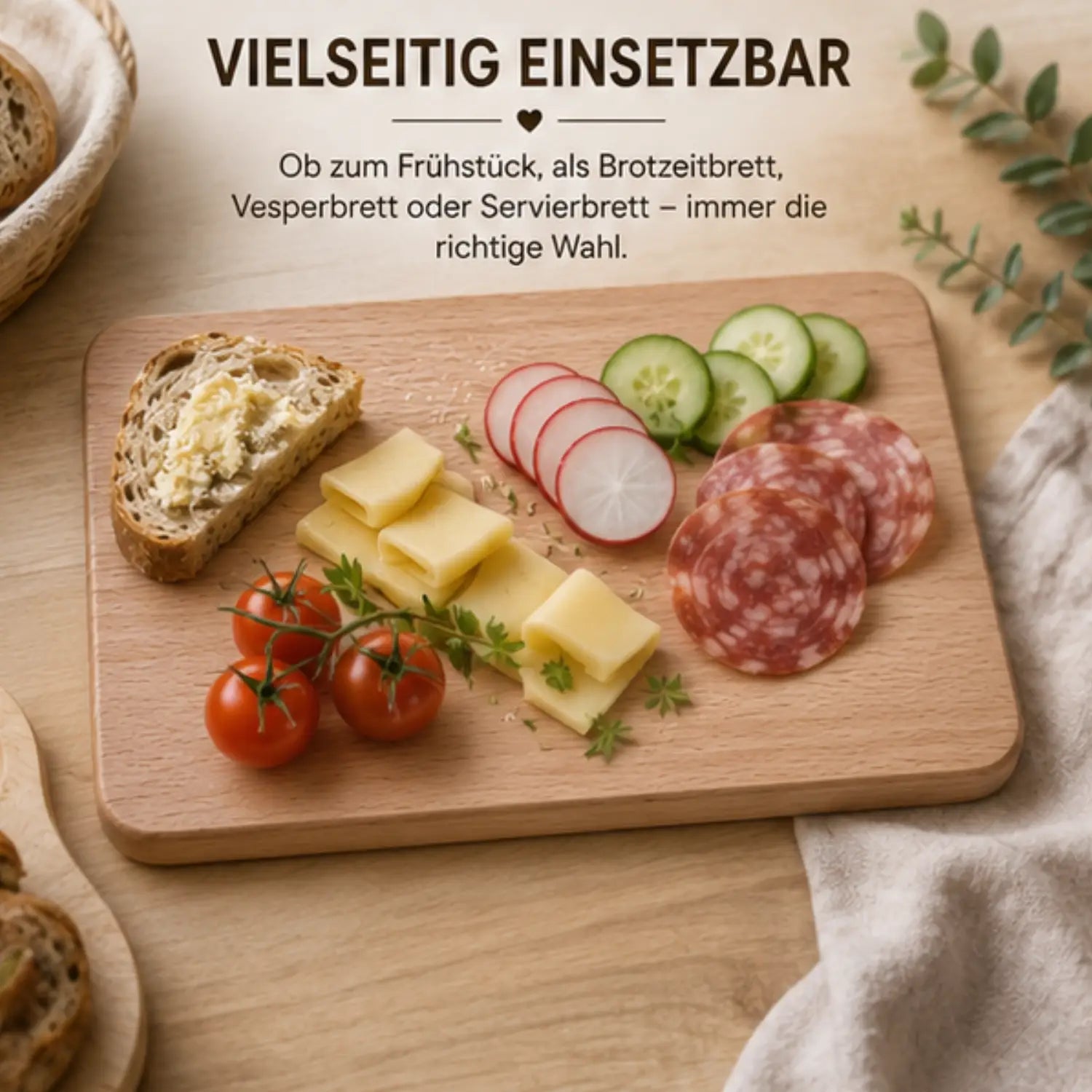 Light braunes schneidebrett aus buche mit braunkern 23,5 x 15 cm ideal zum gravieren mit natürlicher maserung